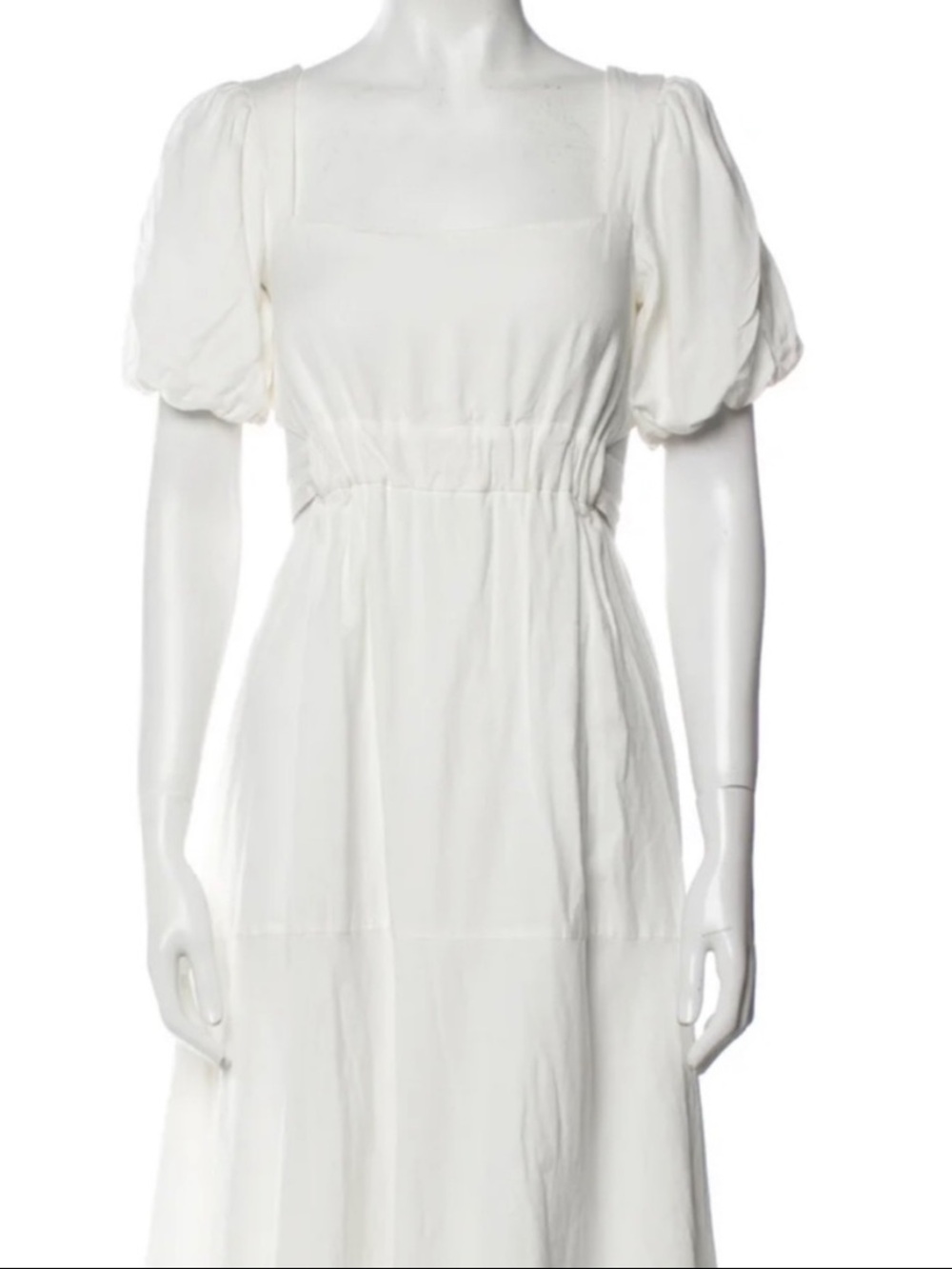 Astr White Puff Sleeve Square Neck Midi Dress